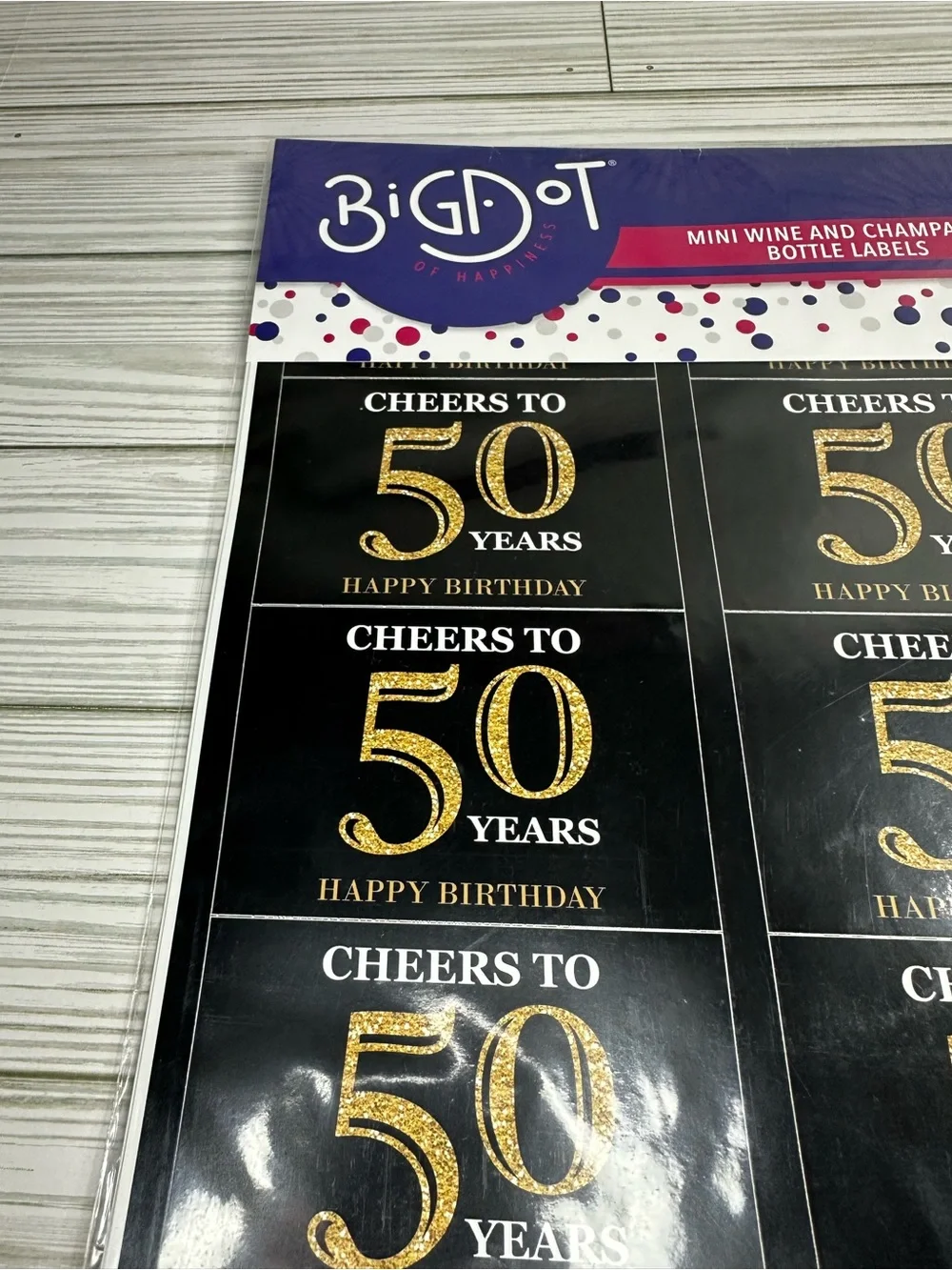 50th birthday labels/stickers Black and Gold Party Celebration Decorations